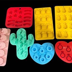 Set of Molds Chocolate Baking Crafts Ice Flag Pineapples Unicorns Cactus Ring